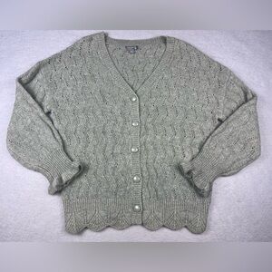 Cupcake Clothing LTD Cable Open Knit Cardigan Sweater Green Women's Size XL